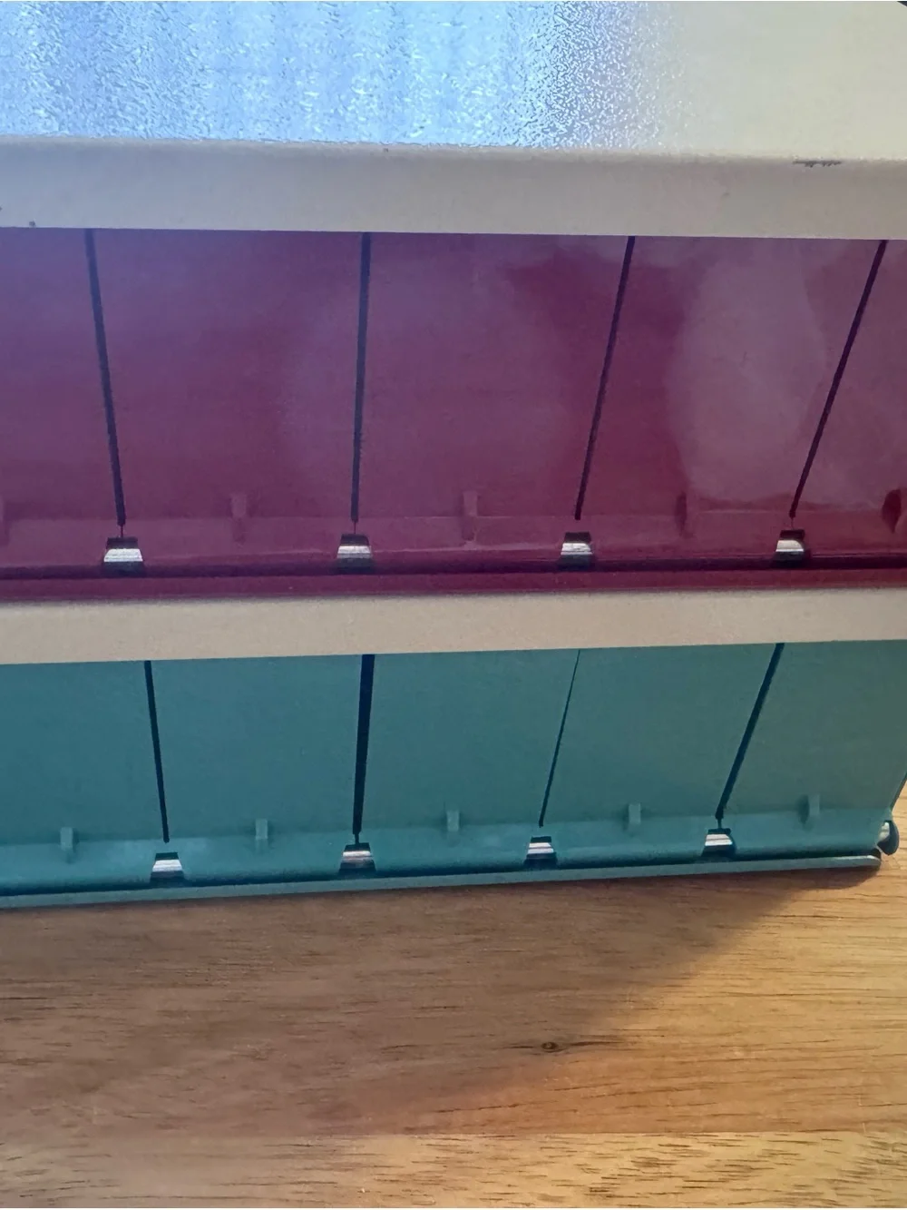 Kodak film Compartment File Organizer - 2 Red and Teal metal box vintage